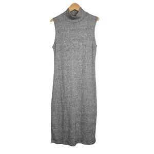 ANTISTAR Sweater Dress Women Medium Gray Sleeveless Mock Neck Ribbed Knit Casual